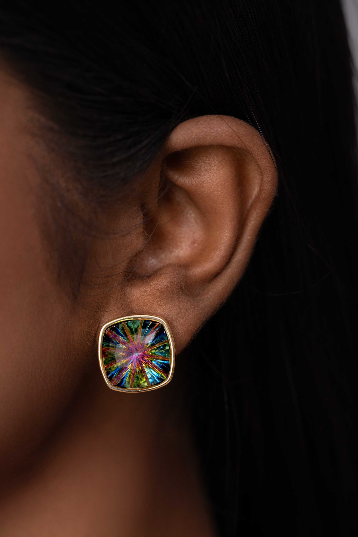 18KT GOLD PLATED MULTICOLOUR STUD - ALINA