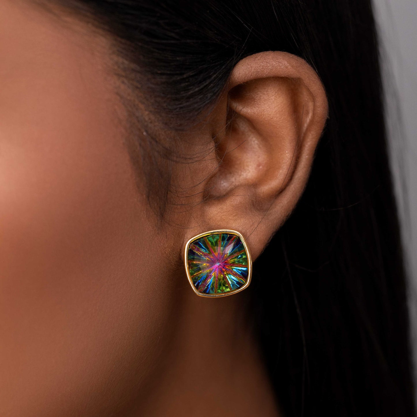 18KT GOLD PLATED MULTICOLOUR STUD - ALINA