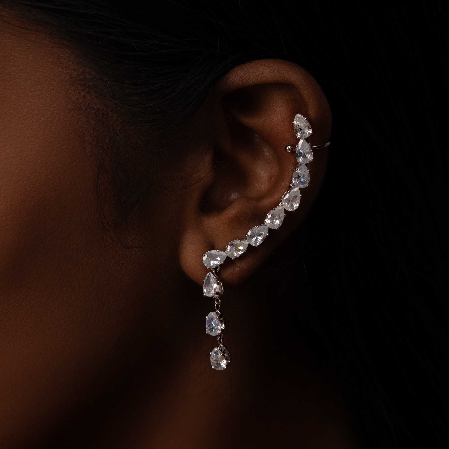 RHODIUM PLATED FULL EARCUFF - WHITE LIES
