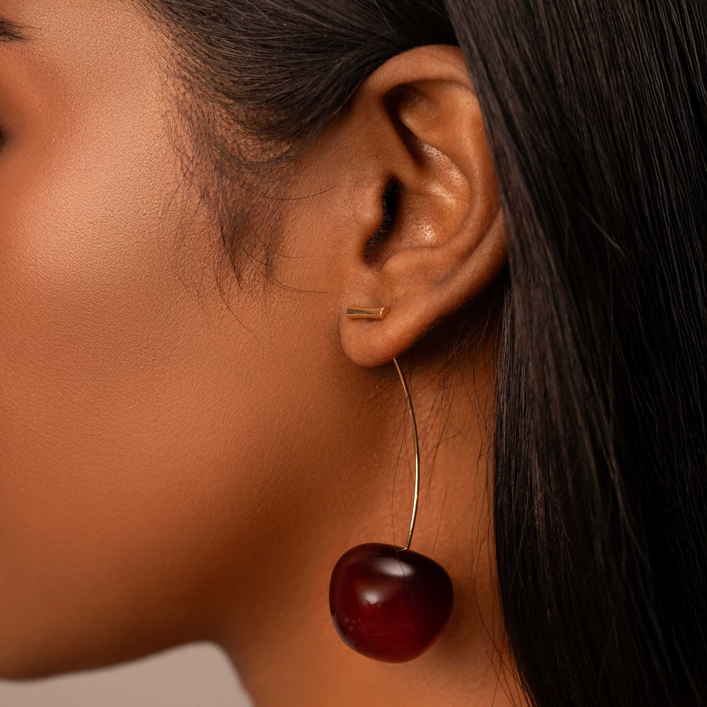 18KT GOLD PLATED KOREAN CHERRY EARRINGS - CHERRY