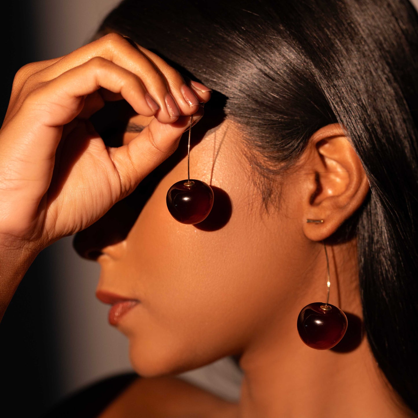 18KT GOLD PLATED KOREAN CHERRY EARRINGS - CHERRY