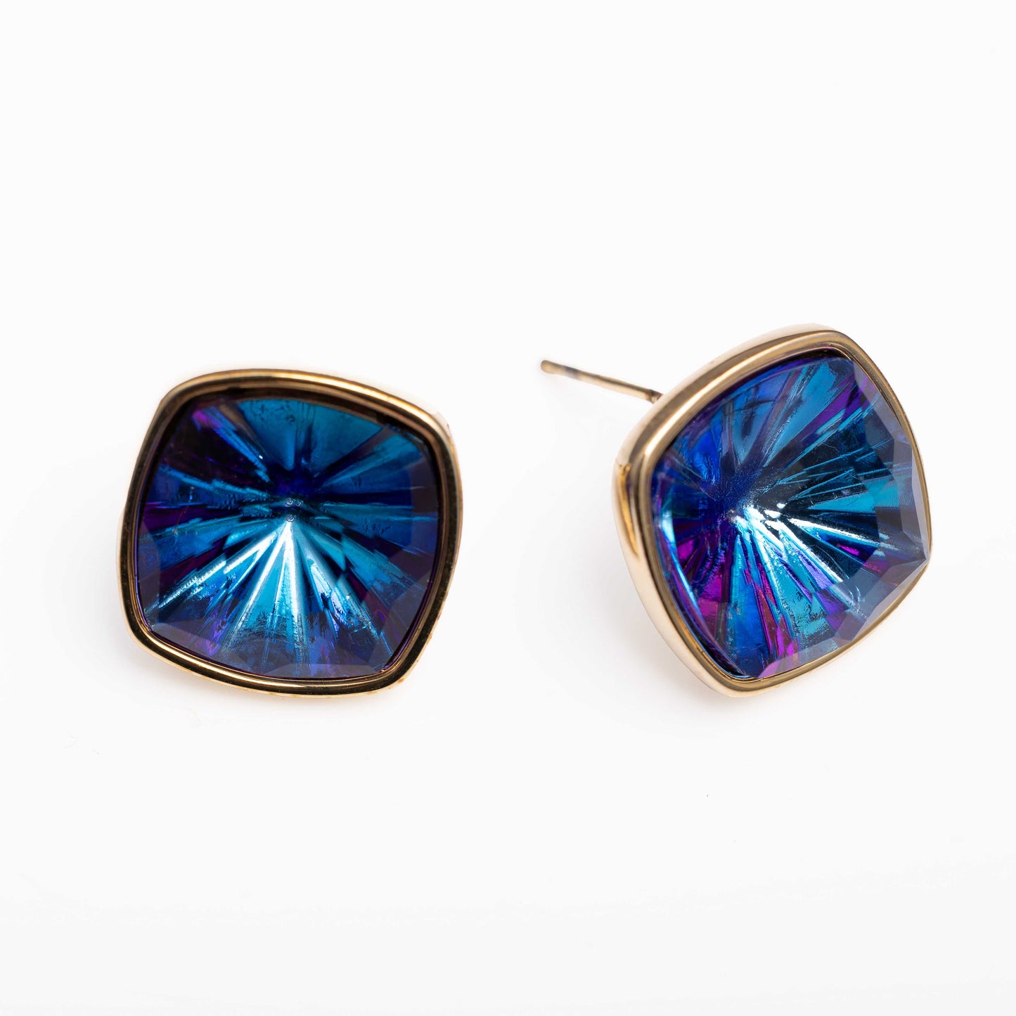 18KT GOLD PLATED SAPHIRE STUD - KATHERINE