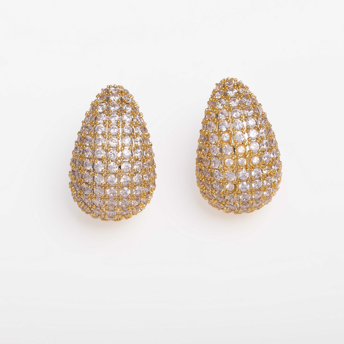 18KT GOLD PLATED VIRAL TEAR DROP ZIRCON STUDDED EARRING - HAILEY
