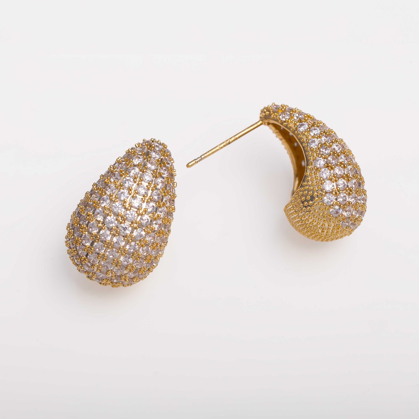 18KT GOLD PLATED VIRAL TEAR DROP ZIRCON STUDDED EARRING - HAILEY