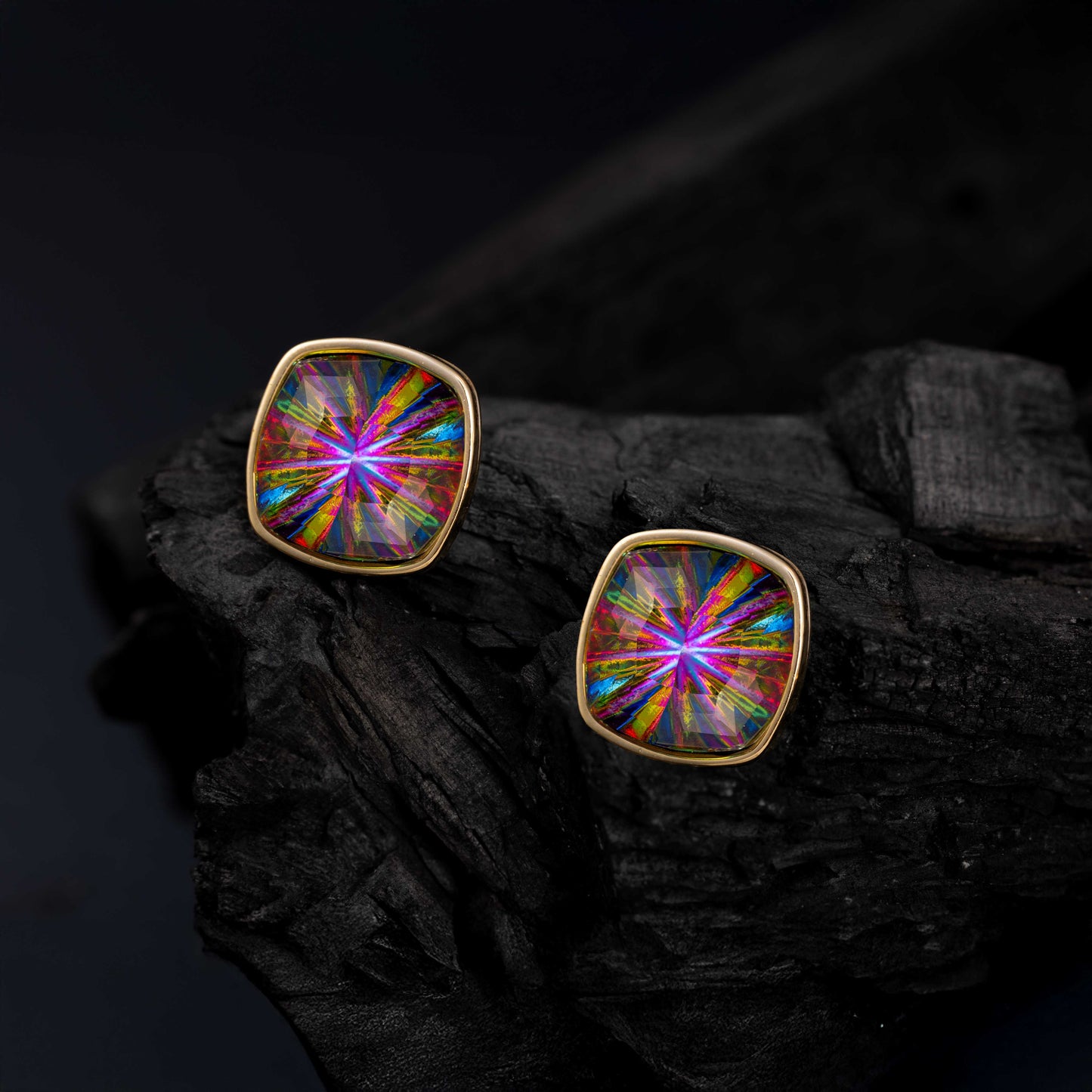 18KT GOLD PLATED MULTICOLOUR STUD - ALINA