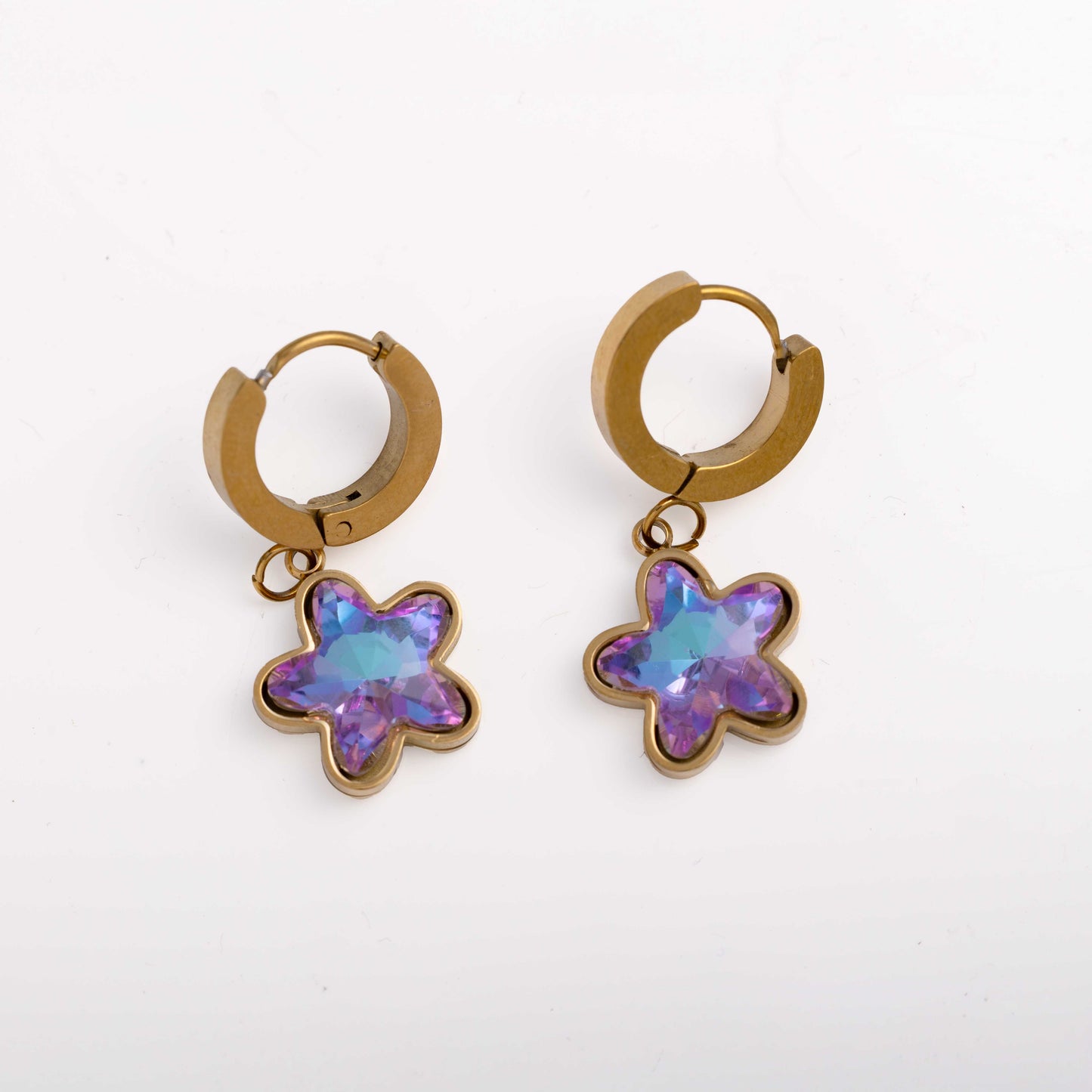 18KT GOLD PLATED MINIMAL STAR CHARM HOOPS EARRINGS - CHLOE