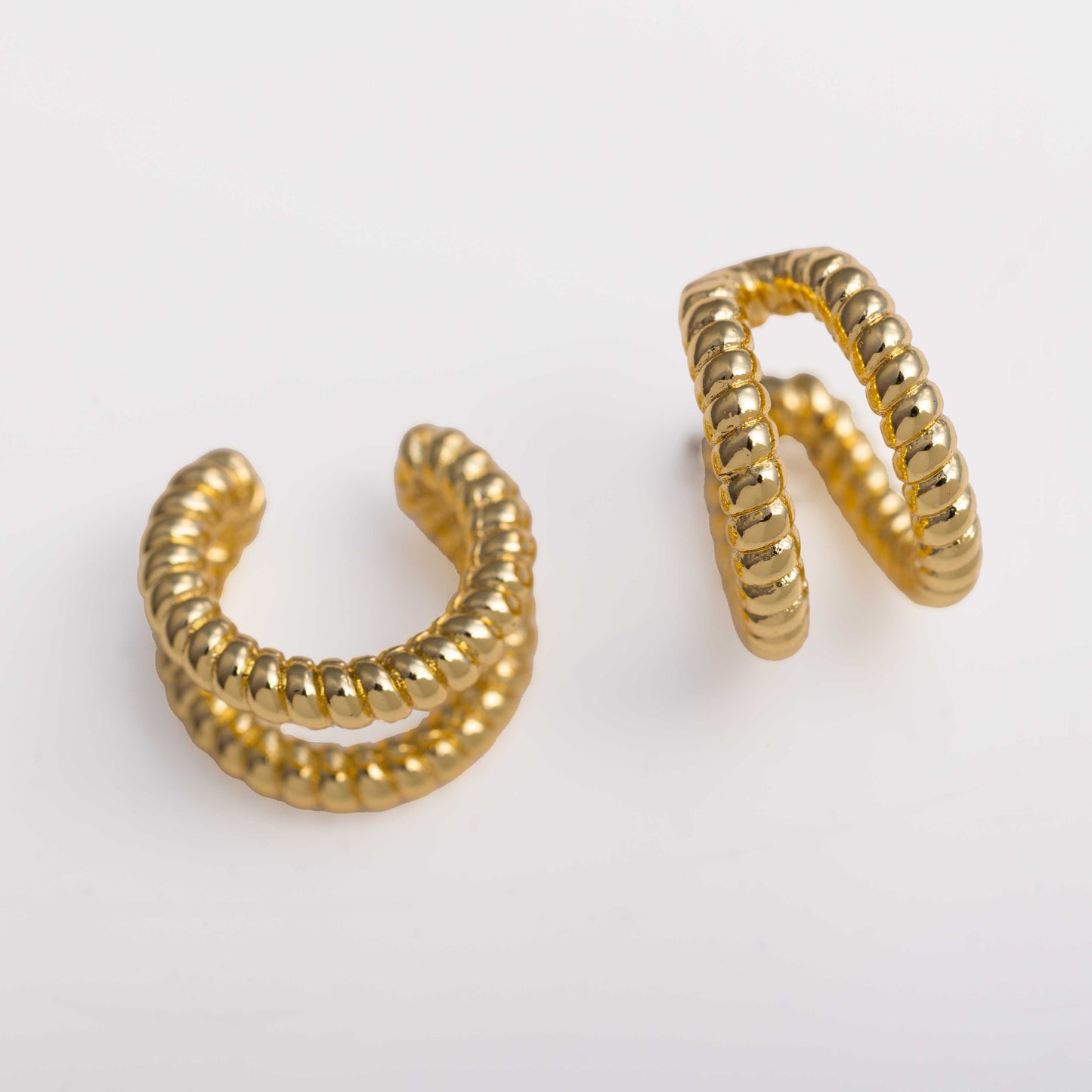 18KT GOLD PLATED VINTAGE DOUBLE LAYER EARRCUFF - TYLA