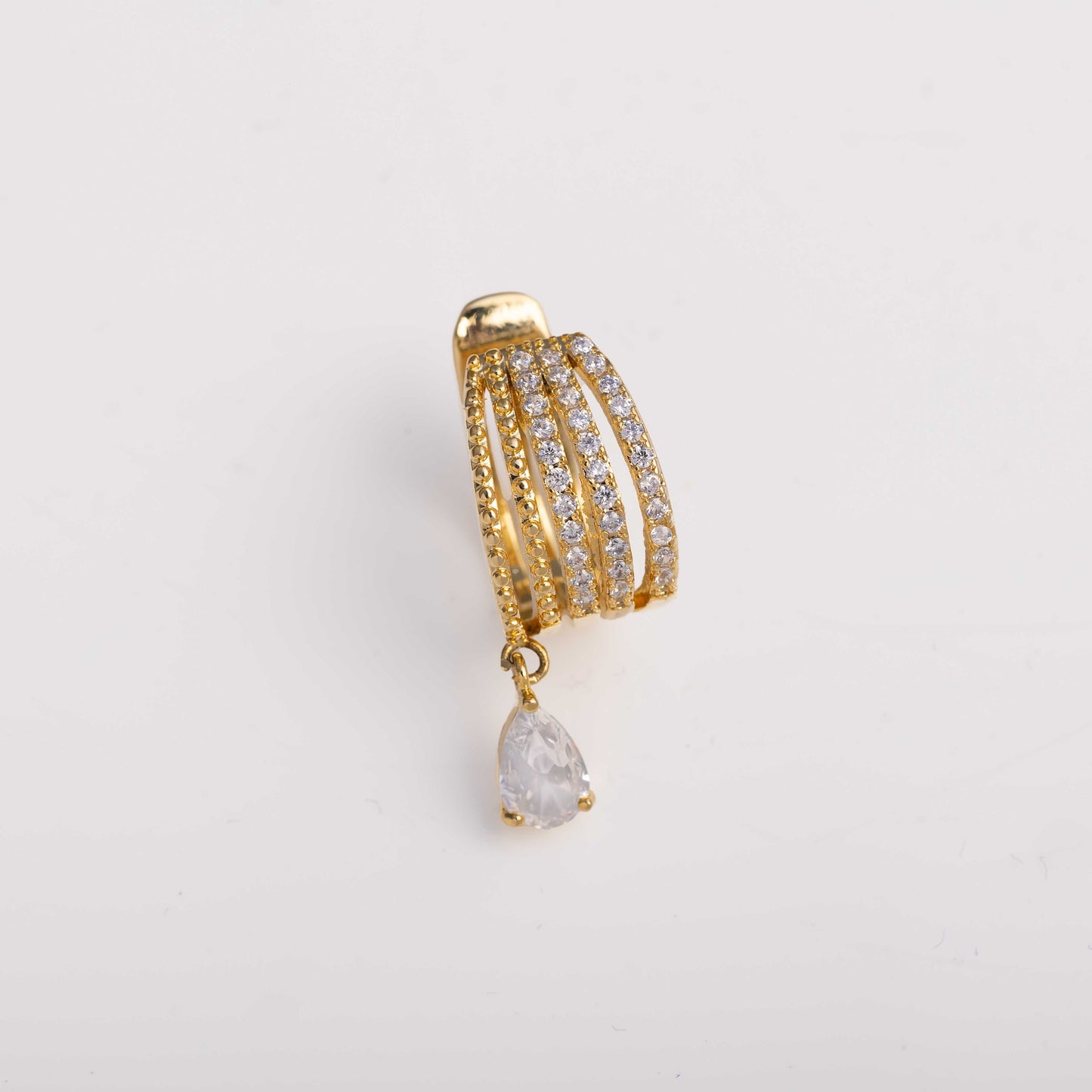 18KT GOLD PLATED STUDDED TEAR DROP EARCUFF - AIDEN