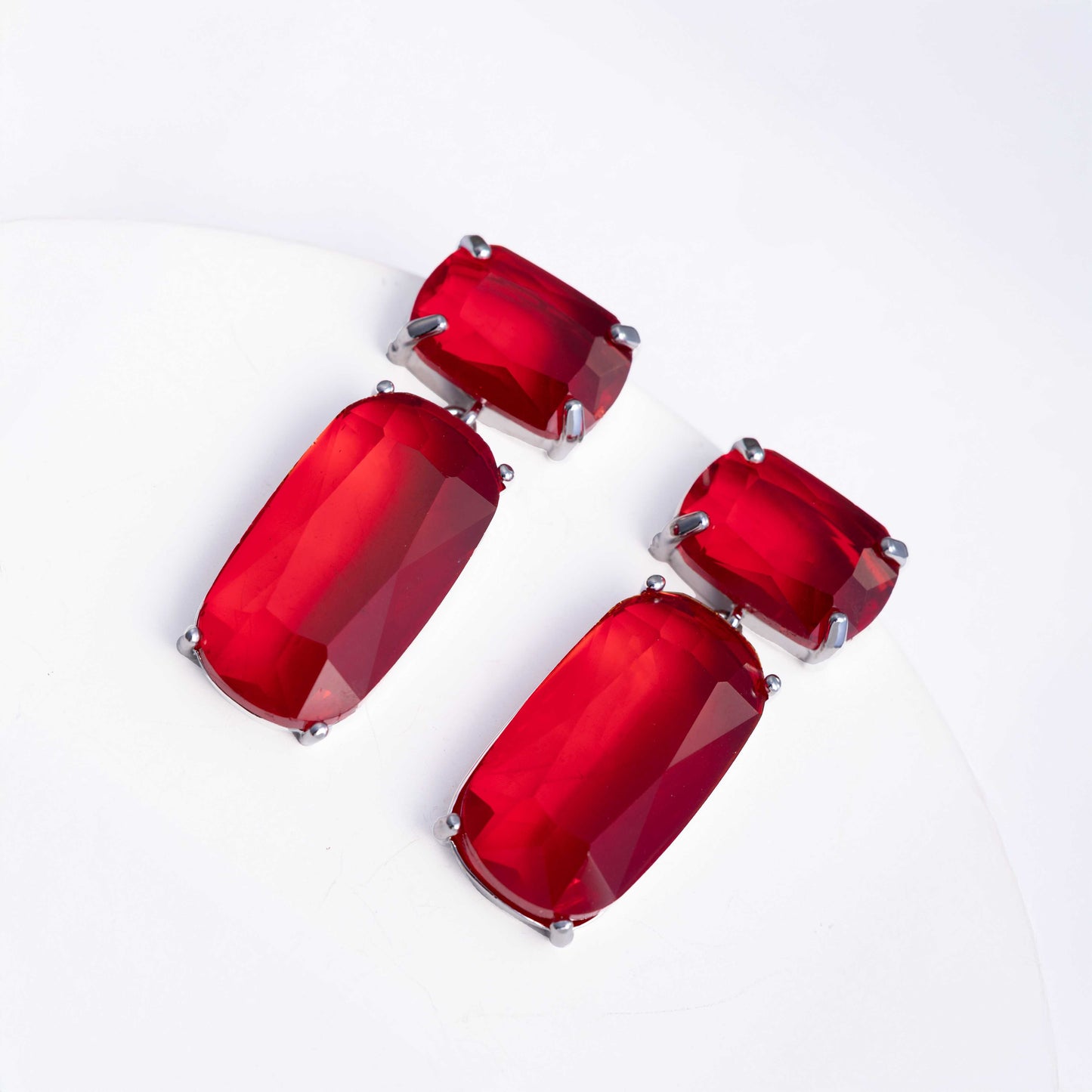 RHODIUM PLATED CRYSTAL DROP EARRING - MONICA