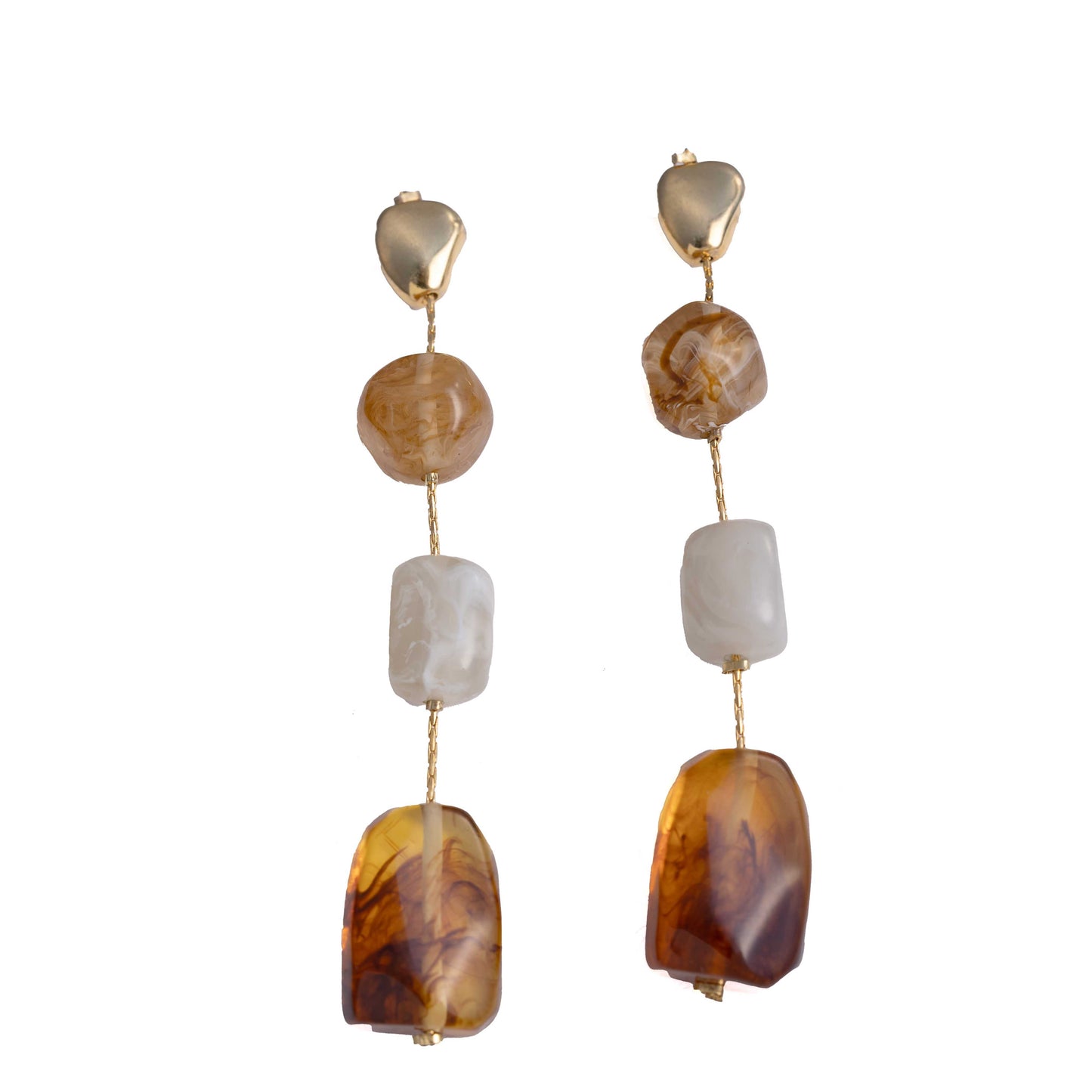 18KT GOLD PLATED STONE DANGLER EARRING - FIONA