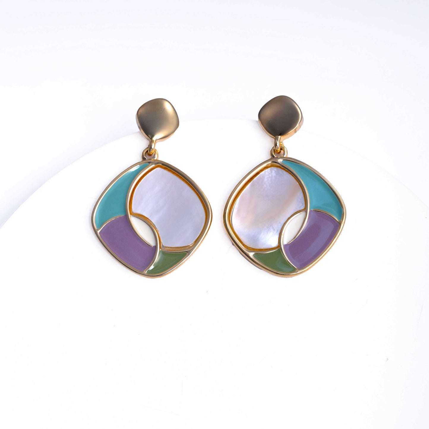 18KT GOLD PLATED MOP PASTEL EARRING - INAYA