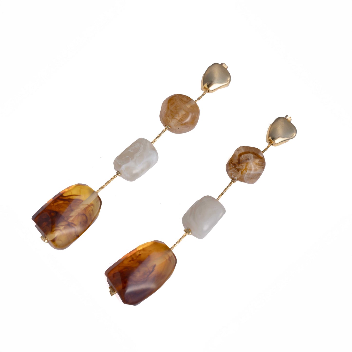 18KT GOLD PLATED STONE DANGLER EARRING - FIONA