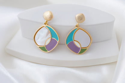18KT GOLD PLATED MOP PASTEL EARRING - INAYA