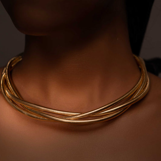 18KT GOLD PLATED ANTI TARNISH THICK LAYERED CHOKER - DAWN