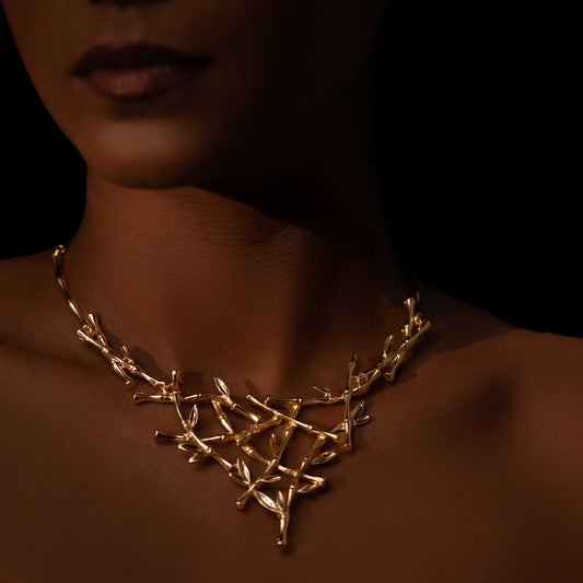 18KT GOLD PLATED DAINTY BAMBOO DESIGN NECKLACE - EDITH