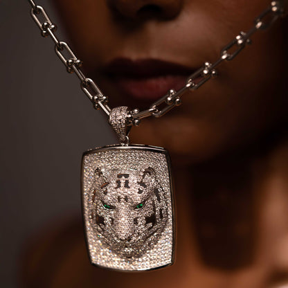 RHODIUM PLATED EXOTIC AMERICAN DIAMOND WORK PENDANT - BIA