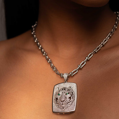 RHODIUM PLATED EXOTIC AMERICAN DIAMOND WORK PENDANT - BIA