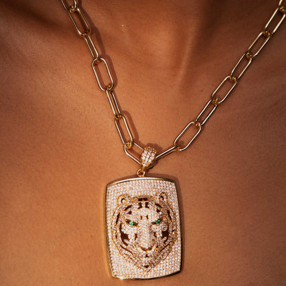 18KT GOLD PLATED EXOTIC AMERICAN DIAMOND WORK PENDANT - BIA