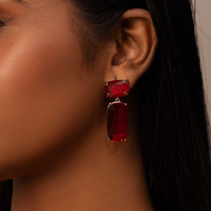 RHODIUM PLATED CRYSTAL DROP EARRING - MONICA