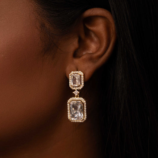 18KT GOLD PLATED CLEAR WHITE STONES WITH AMERICAN DIAMONDS - AUGUSTA