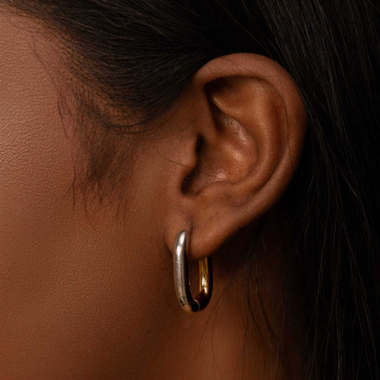REVERSIBLE DUAL TONE OFFICE WEAR HOOPS EARRINGS - NAINA