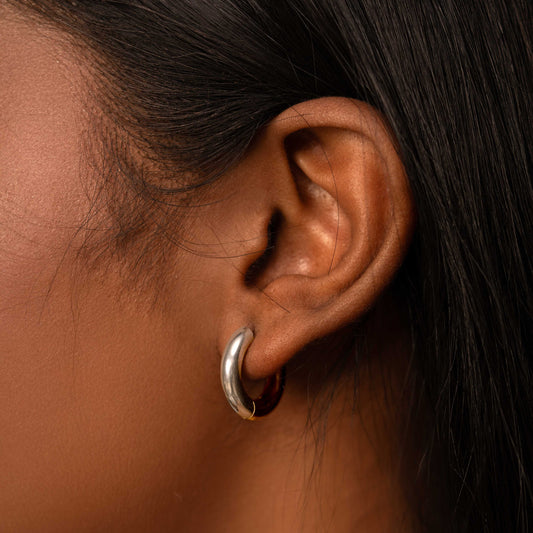 REVERSIBLE DUAL TONE GOLD/SILVER PLATED CIRCULAR HOOPS EARRINGS (SMALL) - SIA