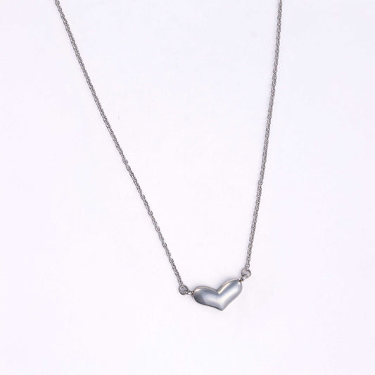 RHODIUM PLATED DAINTY SOLID HEART NECKPIECE - LILAH
