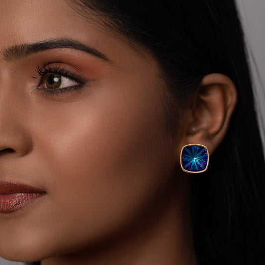 18KT GOLD PLATED SAPHIRE STUD - KATHERINE