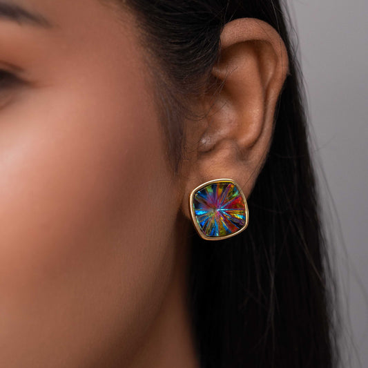 18KT GOLD PLATED MULTICOLOUR STUD - ALINA