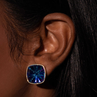 18KT GOLD PLATED SAPHIRE STUD - KATHERINE