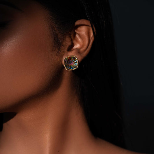 18KT GOLD PLATED MULTICOLOUR STUD - ALINA