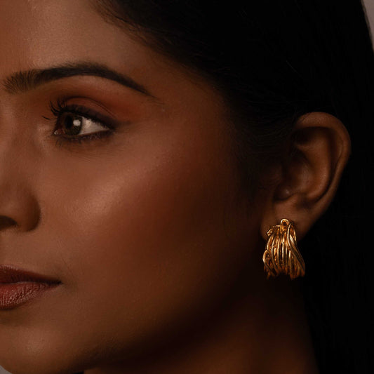 18KT GOLD PLATED STATEMENT HOOPS EARRINGS - MEDUSA