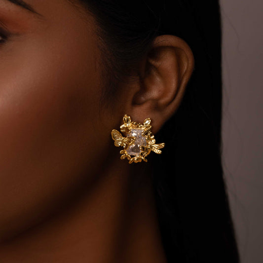 18KT GOLD PLATED DAILY WEAR BUTTERFLY ON SQUARE ZIRCON - AZRA