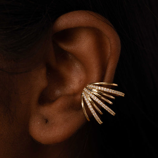 18KT GOLD PLATED RHINESTONE STUDDED EARCUFF - MARINA