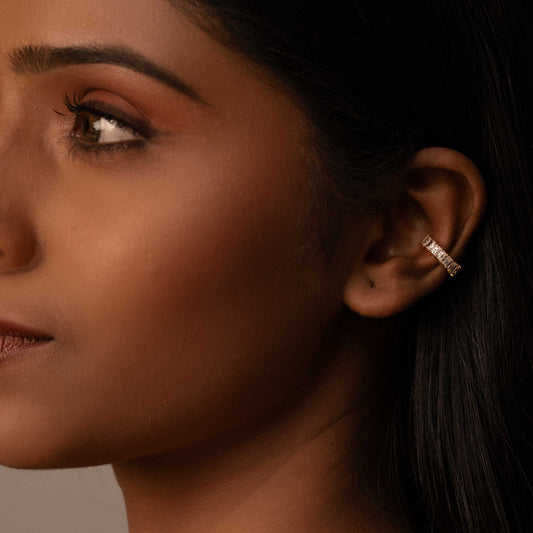 18KT GOLD PLATED BAGUETTE CUT EARCUFF - ARIANA