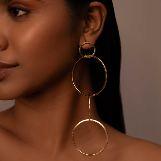 18KT GOLD PLATED ANTI TARNISH LONG DESIGNER EARRINGS - AMIRA