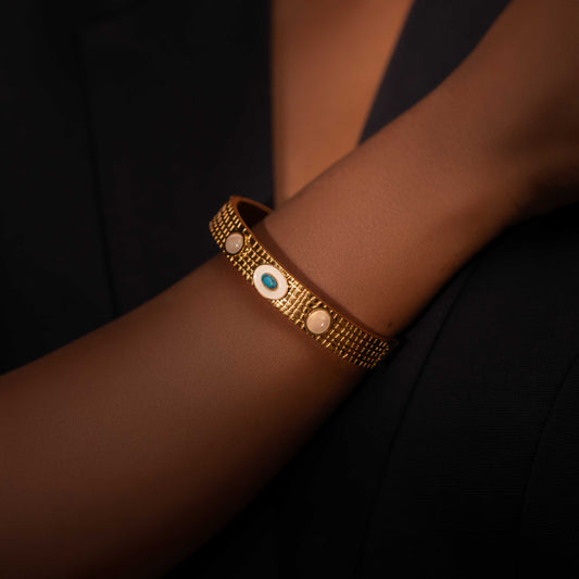 18KT GOLD PLATED GRADIENT DESIGN WITH TURQUOISE AND MOP - VICTORIA