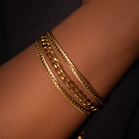 18KT GOLD PLATED STACKABLE SNAKE CHAIN BRACELET - MEGAN