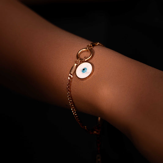 ROSEGOLD PLATED EVIL EYE CHARM BRACELET - EMILY
