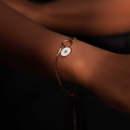 ROSEGOLD PLATED EVIL EYE CHARM BRACELET - EMILY