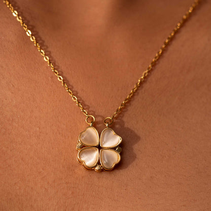 18KT GOLD PLATED ANTI TARNISH MOP MAGNETIC CLOVER NECKPIECE - ALICE
