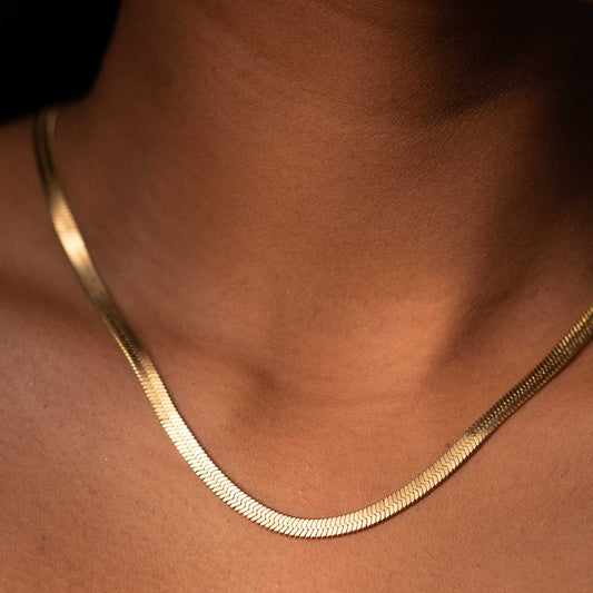 18KT GOLD PLATED FLAT  SNAKE CHAIN - SNAKE CHAIN