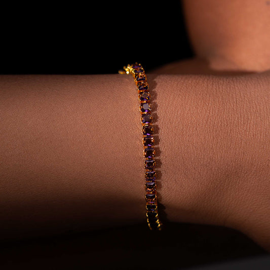 18KT GOLD PLATED LILIAC RHINESTONE TENNIS BRACELET - AMY