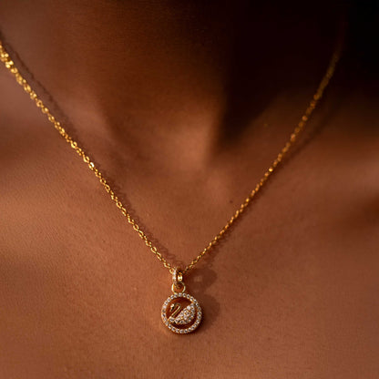 18KT GOLD PLATED ZIRCONIA STUDDED SWAN NECKPIECE - GRACE