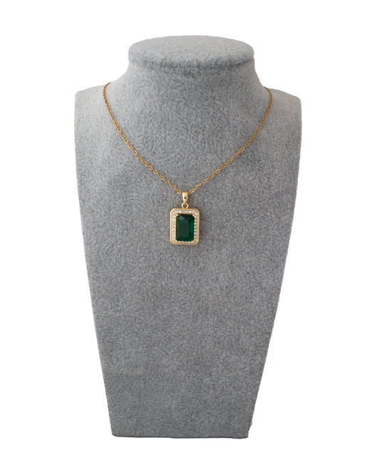 STUDDED EMERALD PENDANT