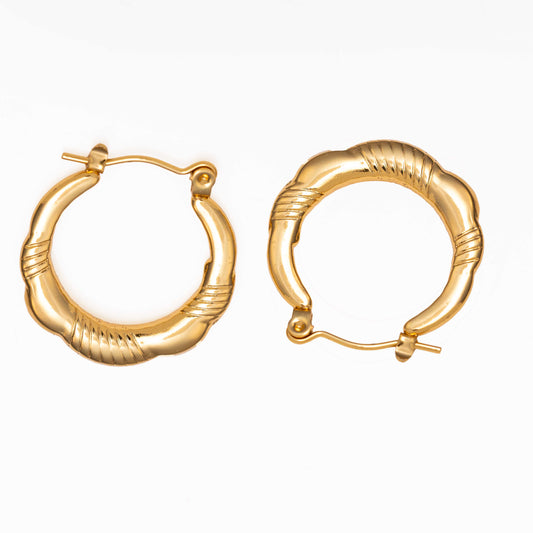 18KT GOLD PLATED BUBBLE LINED DAILY WEAR BALI - JANE
