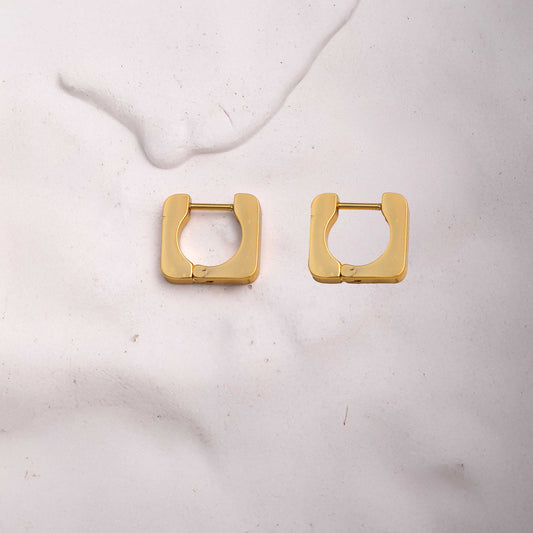18KT GOLD PLATED DAILY WEAR MINI SQUARE HOOPS EARRINGS - KIARA