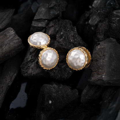 18KT GOLD PLATED DOUBLE SIDED PEARL STUDS - NOOR