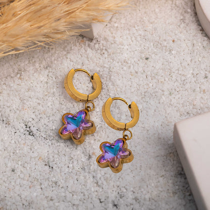 18KT GOLD PLATED MINIMAL STAR CHARM HOOPS EARRINGS - CHLOE