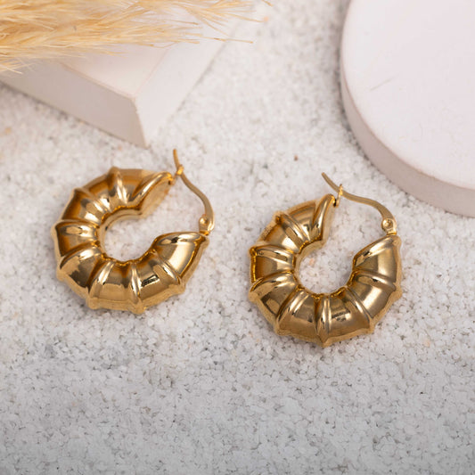 18KT GOLD PLATED CHUNKY ANCHOR HOOPS EARRINGS - GIGI